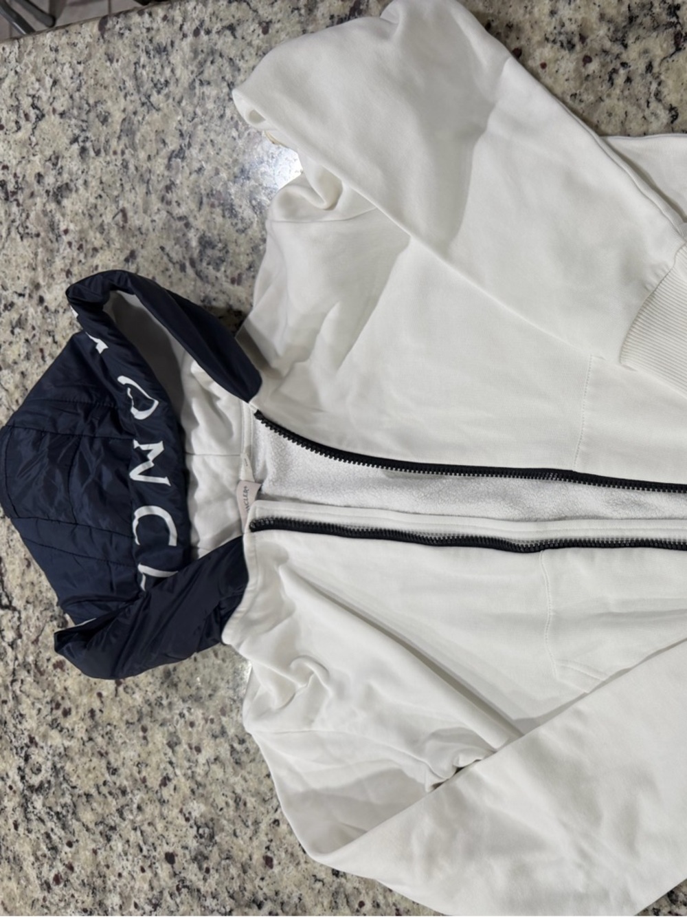 Moncler White and Black Hooded Jacket
